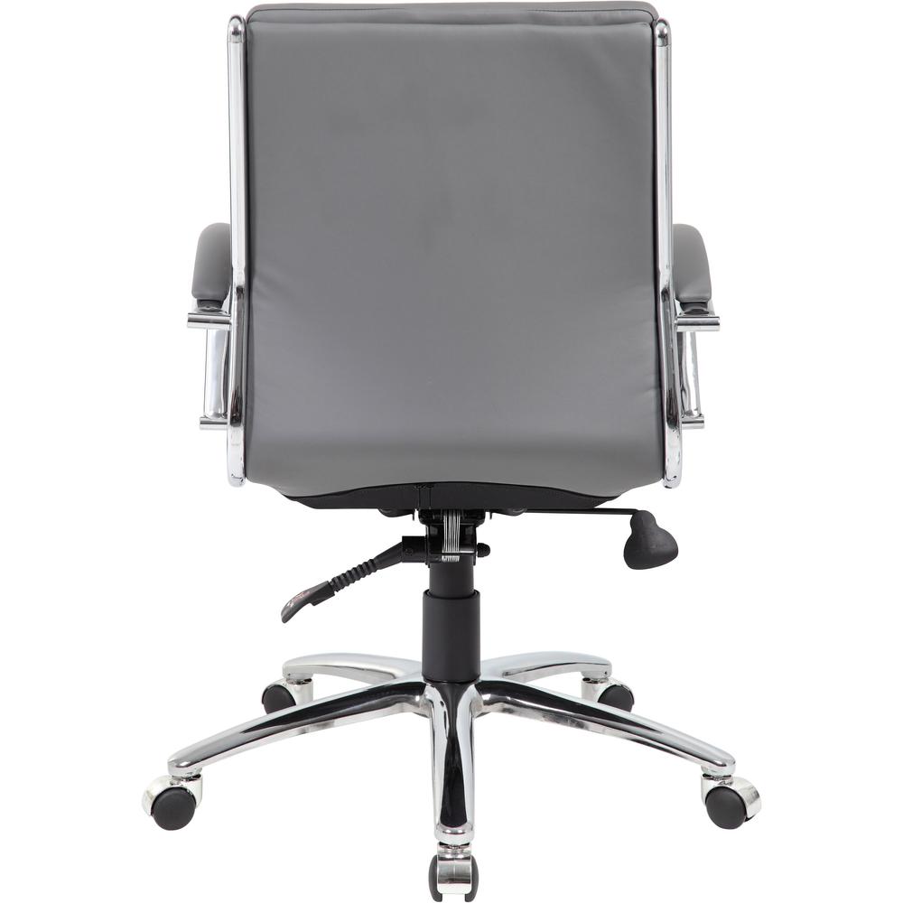Boss Executive Chair - Gray Vinyl Seat - Gray Back - Chrome, Black Chrome Frame - Mid Back - 5-star Base - 1 Each. Picture 7