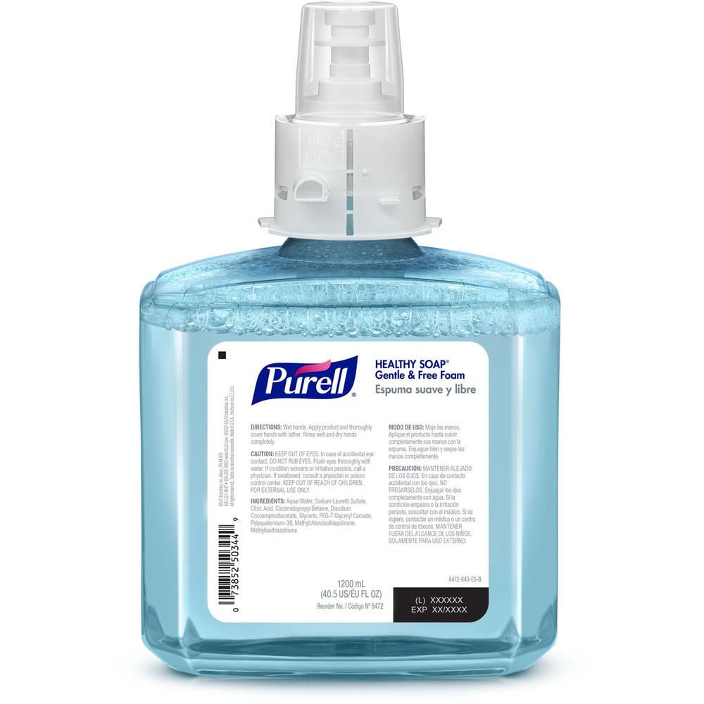 PURELL&reg; ES6 HEALTHY SOAP&trade; Gentle & Free Foam - Fragrance-free ScentFor - 40.6 fl oz (1200 mL) - Dirt Remover, Kill Germs, Bacteria Remover, Soil Remover - Healthcare, Hand - Moisturizing - A. Picture 2