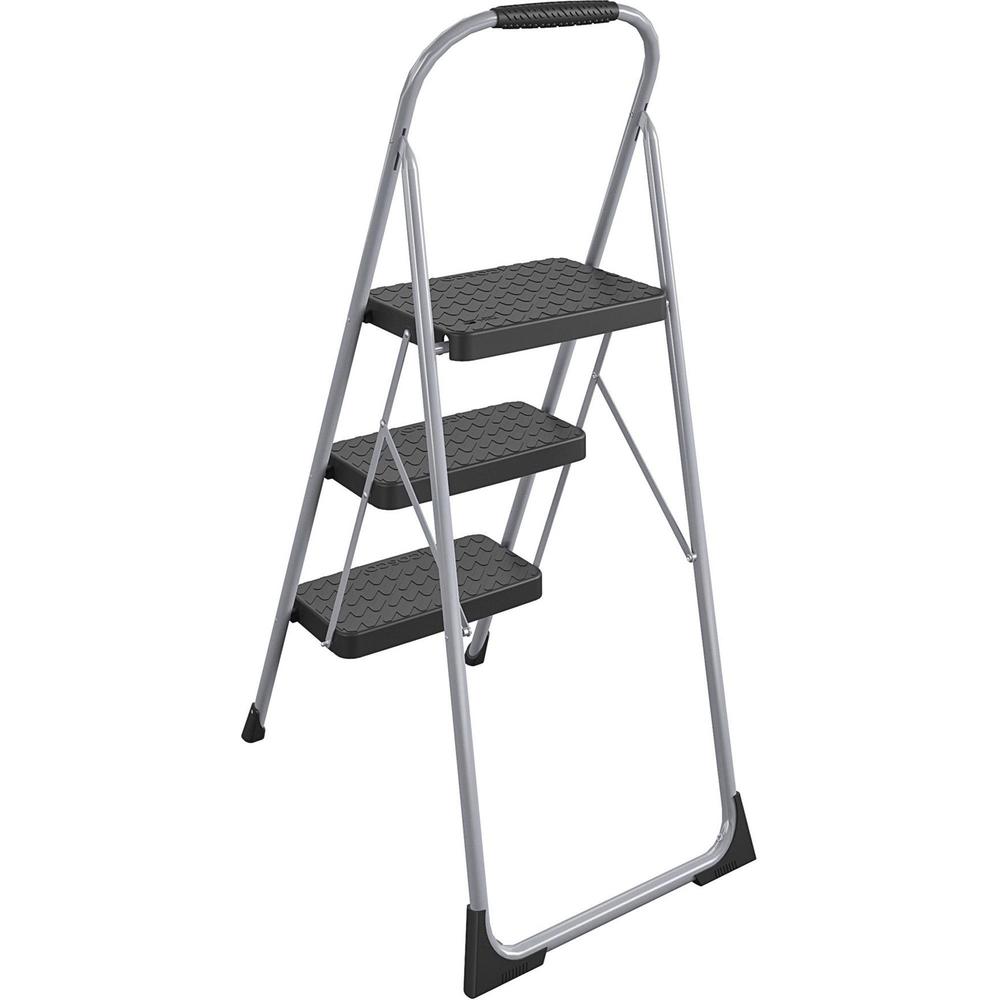 Cosco Ultra-Thin 3-Step Ladder - 3 Step - 200 lb Load Capacity52.8" - Black, Platinum. Picture 12