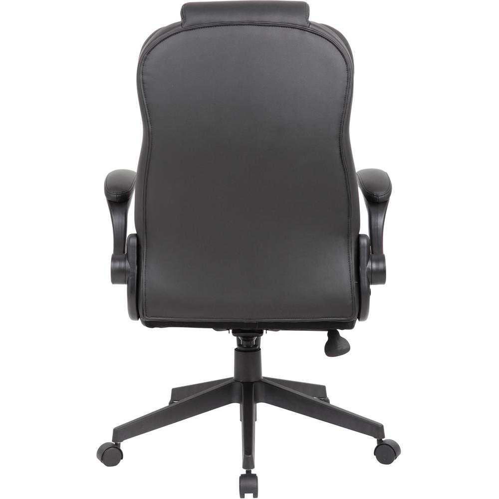 Boss Executive LeatherPlus Chair - Black Vinyl Seat - Black Vinyl Back - High Back - 5-star Base - Armrest - 1 / Carton. Picture 7