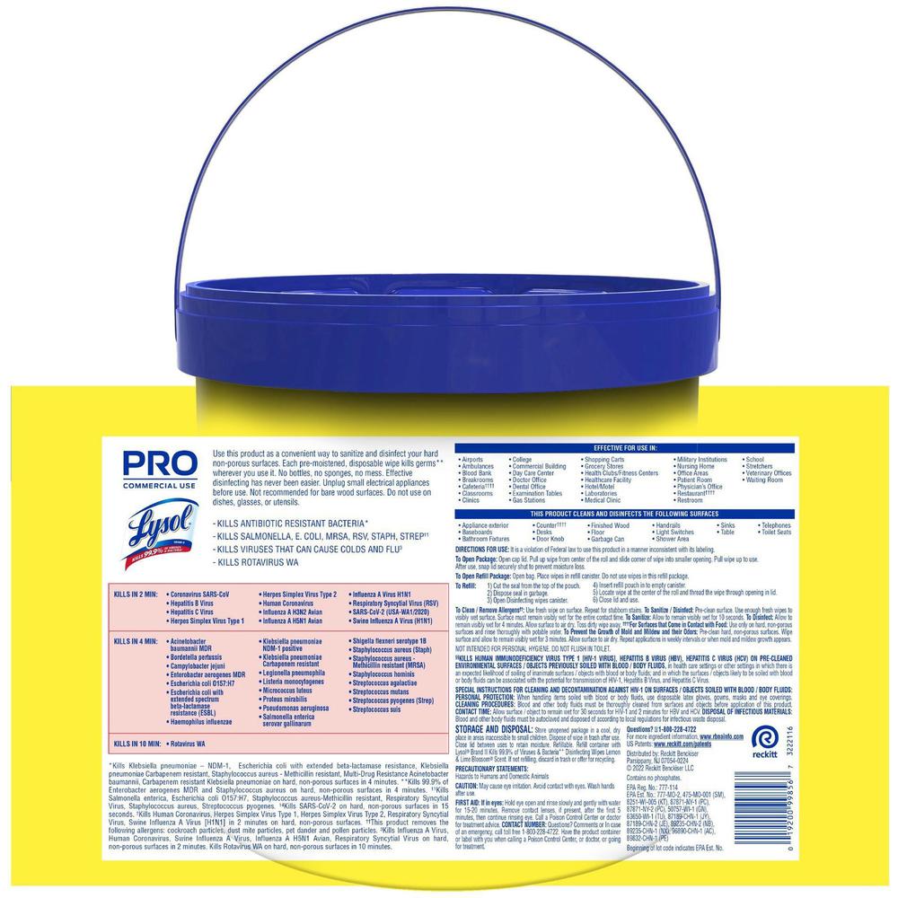 Lysol Disinfecting Wipe Bucket w/Wipes - Lemon & Lime Blossom Scent - 2 / Carton - Disinfectant, Pre-moistened - White. Picture 6