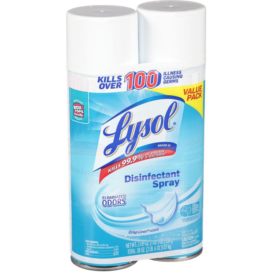 Lysol Linen Disinfectant Spray - Ready-To-Use Spray - 19 oz (1.19 lb) - Crisp Linen Scent - 2 / Pack - Clear. Picture 5