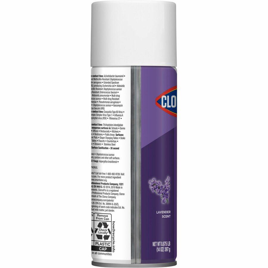 CloroxPro&trade; 4 in One Disinfectant & Sanitizer - Ready-To-Use Spray - 14 fl oz (0.4 quart) - Lavender Scent - 12 / Carton - Purple. Picture 6
