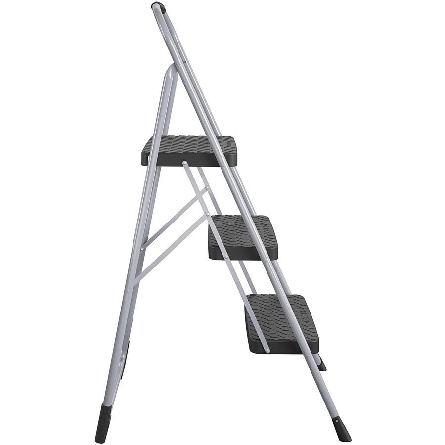 Cosco Ultra-Thin 3-Step Ladder - 3 Step - 200 lb Load Capacity52.8" - Black, Platinum. Picture 3