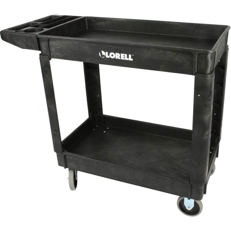 Lorell Storage Bin Utility Cart - 550 lb Capacity - 4 Casters - 5" Caster Size - Structural Foam - x 37.5" Width x 17" Depth x 39" Height - Black - 1 Each. Picture 5