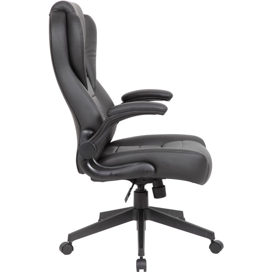 Boss Executive LeatherPlus Chair - Black Vinyl Seat - Black Vinyl Back - High Back - 5-star Base - Armrest - 1 / Carton. Picture 10