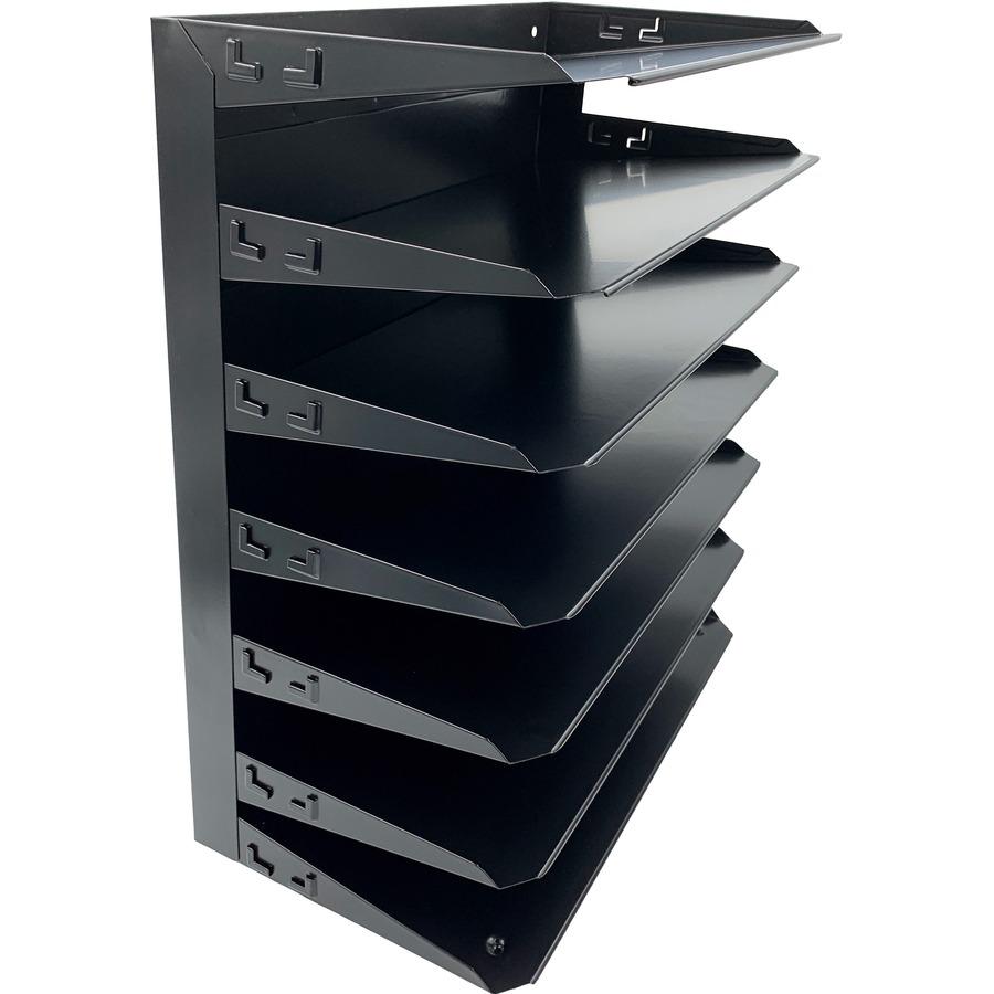 Huron Horizontal Slots Desk Organizer - 7 Compartment(s) - 15" Height x 15" Width x 8.8" Depth - Durable - Black - Steel - 1 Each. Picture 6