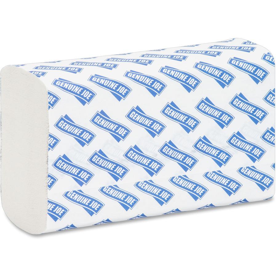 Genuine Joe Multifold Towels - 1 Ply - Multifold - 9.20" x 9.40" - White - Fiber - 250 Per Bundle - 960 / Pallet. Picture 8