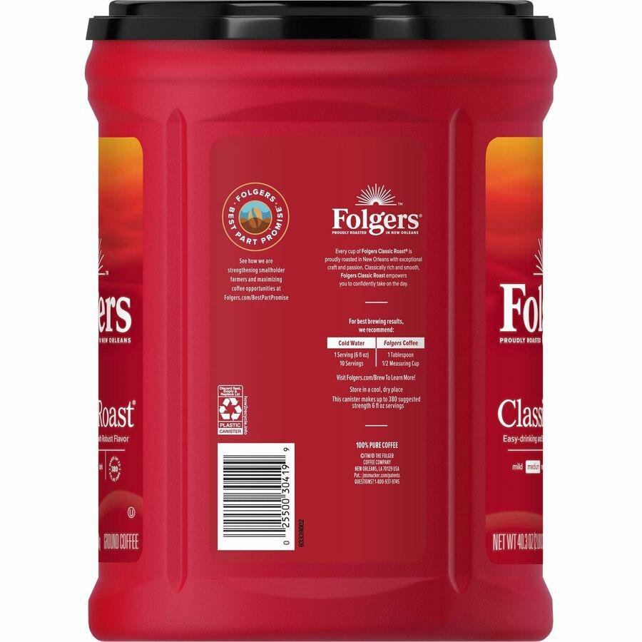 Folgers Ground Canister Classic Roast Coffee - Medium - 6 / Carton. Picture 11