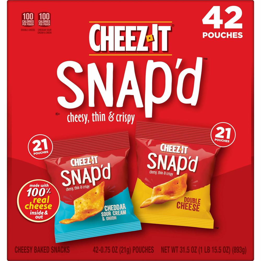 Cheez-It Snap'd Baked Cheese Variety Pack - Assorted - 1.97 lb - 42 / Carton. Picture 11