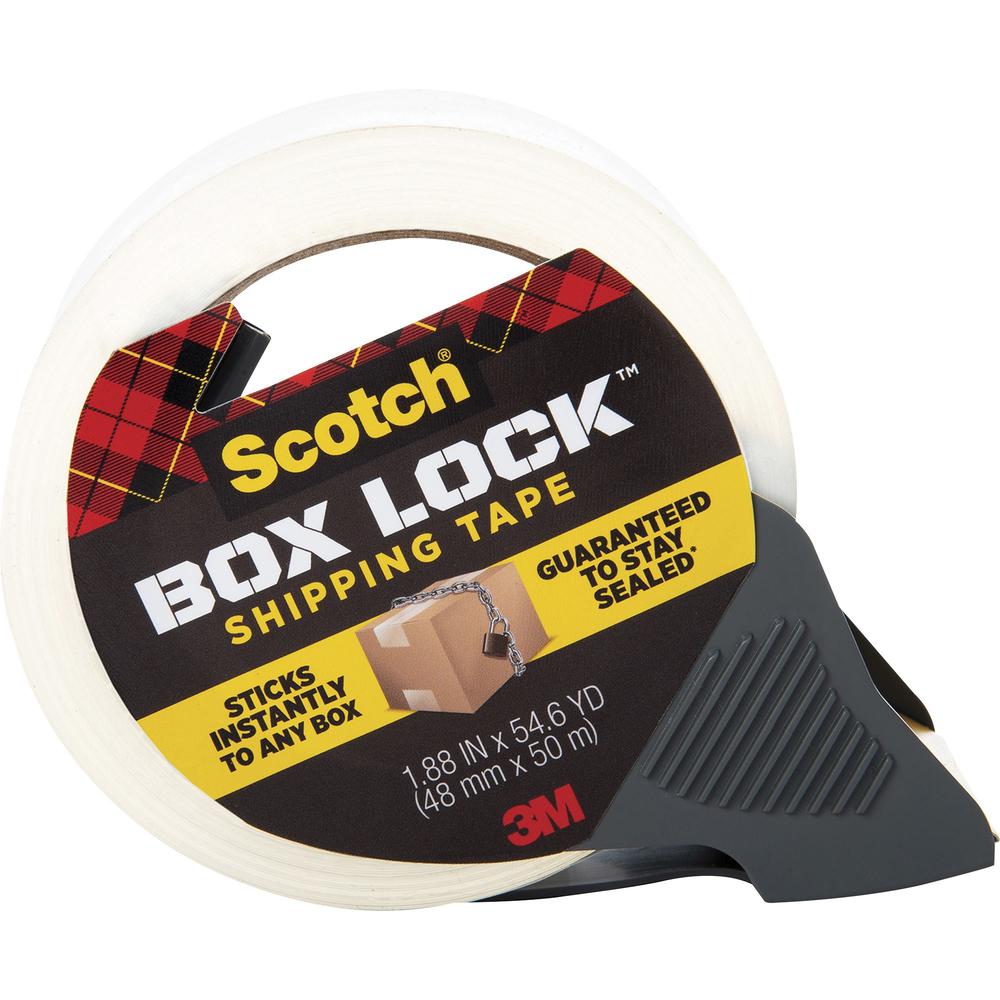 Scotch Box Lock Packaging Tape - 54.60 yd Length x 1.88" Width - Dispenser Included - 1 / Roll - Clear. Picture 4