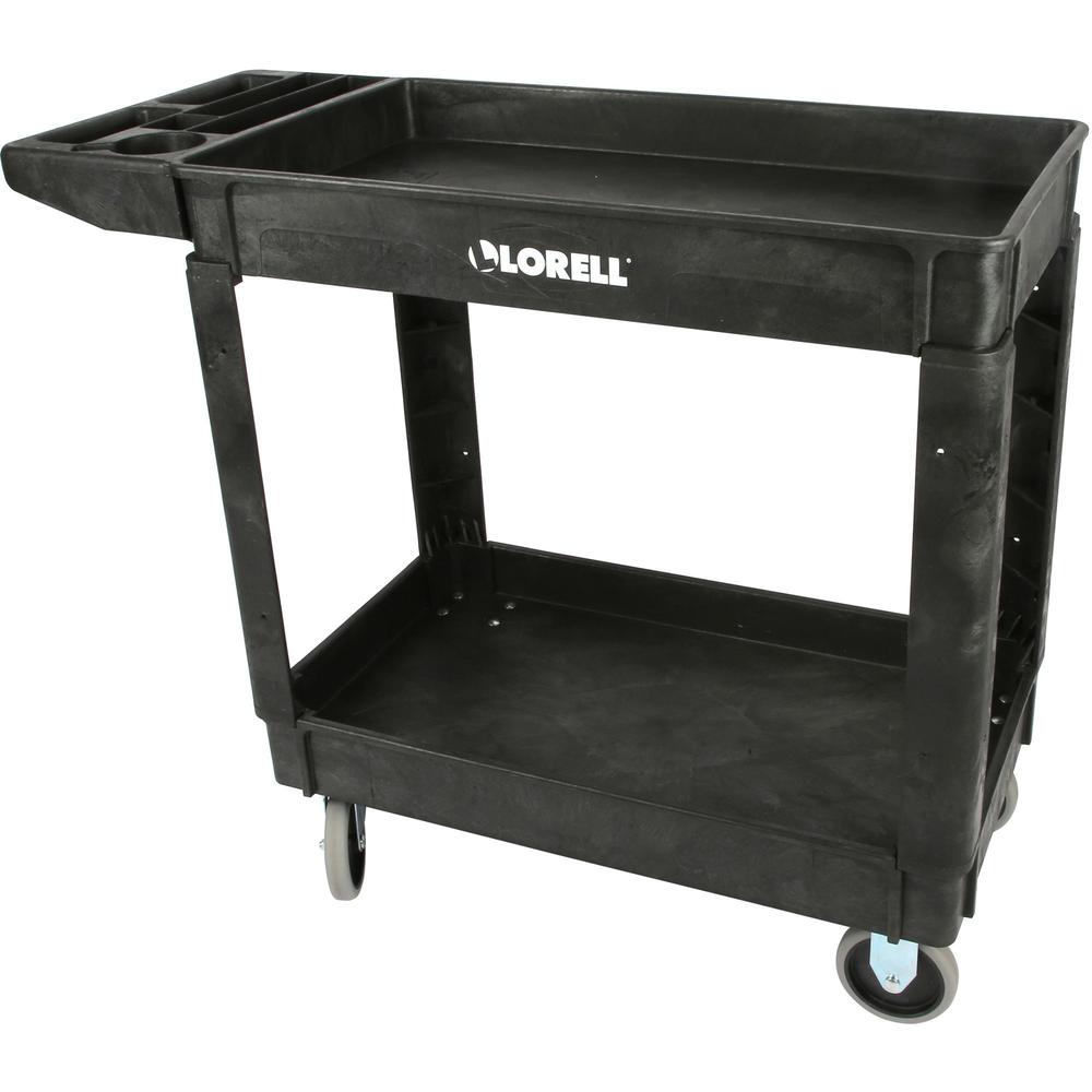 Lorell Storage Bin Utility Cart - 550 lb Capacity - 4 Casters - 5" Caster Size - Structural Foam - x 37.5" Width x 17" Depth x 39" Height - Black - 1 Each. Picture 3