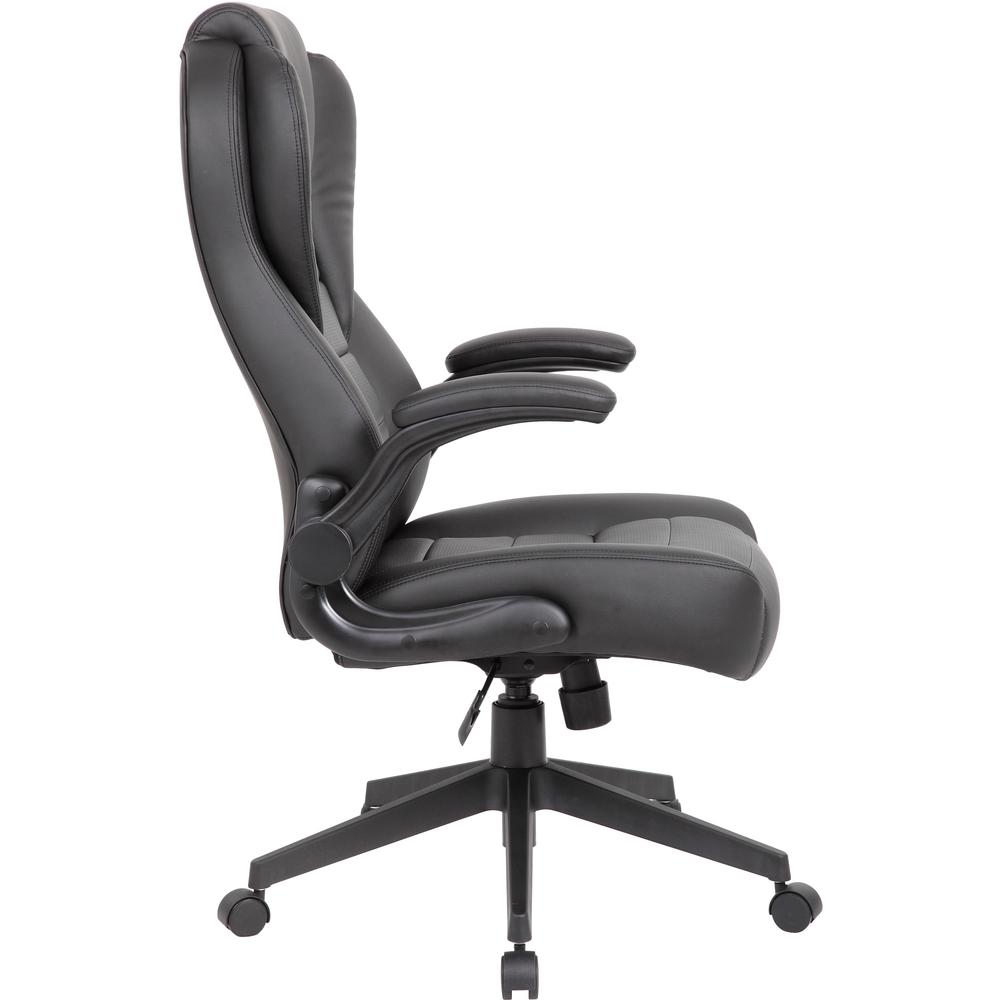 Boss Executive LeatherPlus Chair - Black Vinyl Seat - Black Vinyl Back - High Back - 5-star Base - Armrest - 1 / Carton. Picture 9