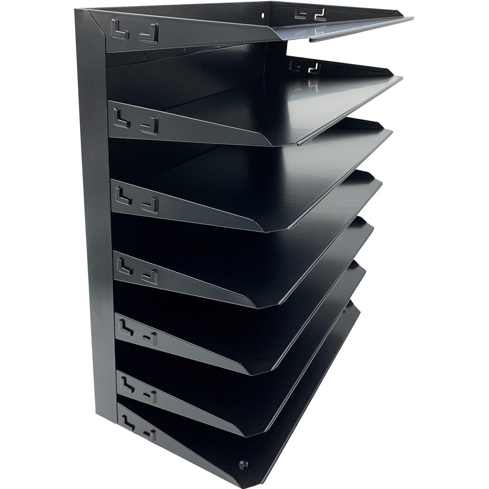 Huron Horizontal Slots Desk Organizer - 7 Compartment(s) - 15" Height x 15" Width x 8.8" Depth - Durable - Black - Steel - 1 Each. Picture 3