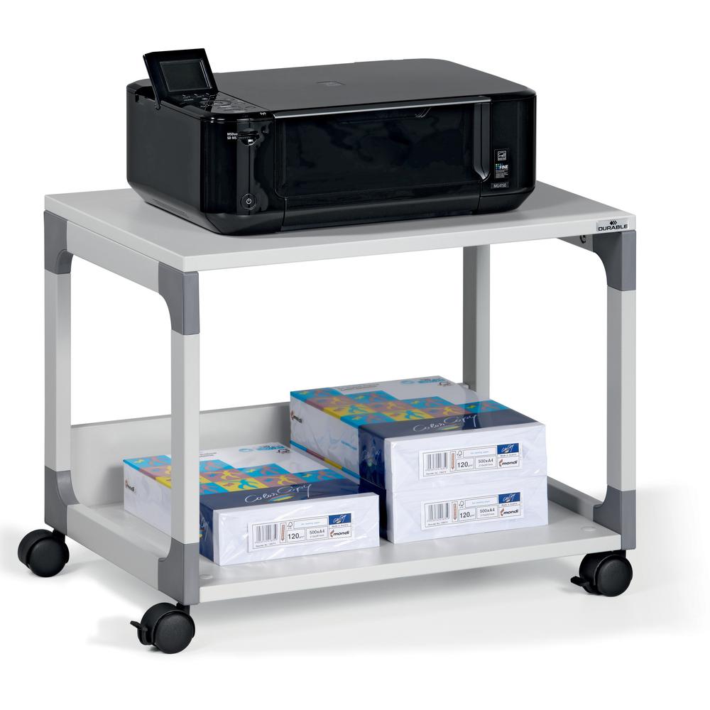 DURABLE System 48 Multifunction Trolley - 2 Shelf - 4 Casters - Plastic, Steel, Melamine Faced Chipboard (MFC) - x 23.6" Width x 17" Depth x 18.8" Height - Metal Frame - Gray - 1 Each. Picture 5