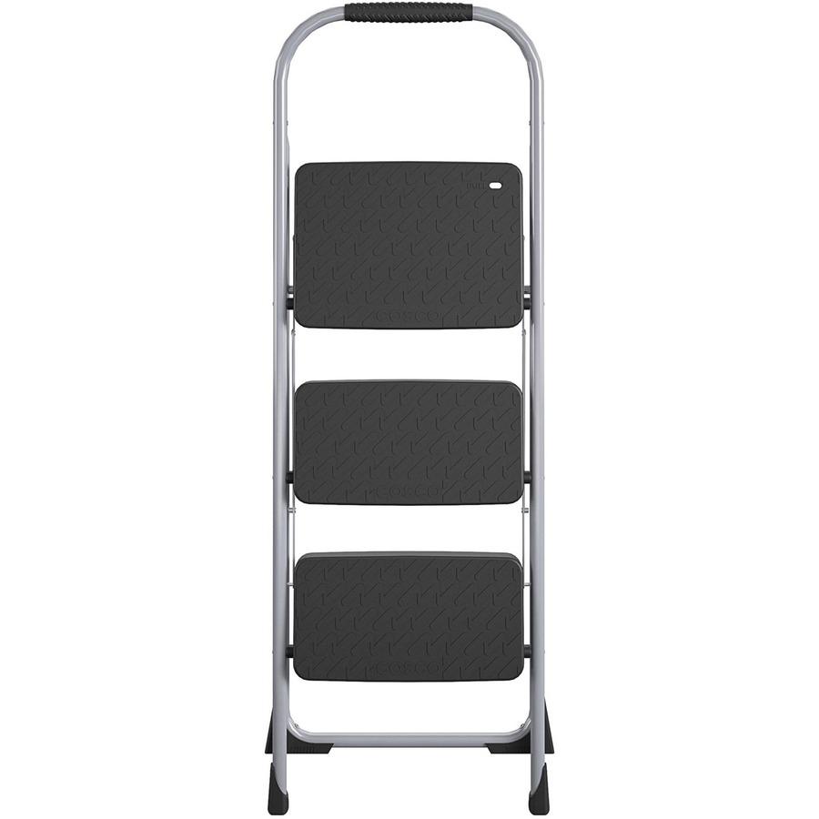 Cosco Ultra-Thin 3-Step Ladder - 3 Step - 200 lb Load Capacity52.8" - Black, Platinum. Picture 14