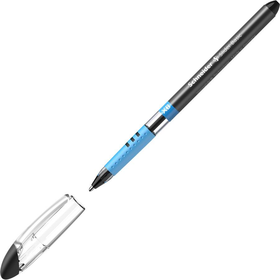Schneider Slider Basic XB Ballpoint Pen - Extra Broad Pen Point - 1.4 mm Pen Point Size - Black - Transparent Rubberized, Black, Silver Barrel - Stainless Steel Tip - 10 / Pack. Picture 6
