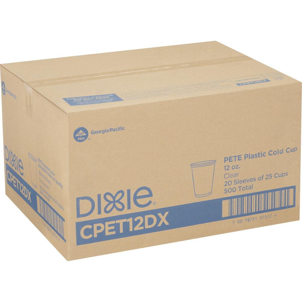 Dixie 12 oz Cold Cups by GP Pro - 25 / Pack - 20 / Carton - Clear - PETE Plastic - Coffee Shop, Soda, Sample, Iced Coffee, Restaurant, Breakroom, Lobby, Cold Drink, Beverage. Picture 3