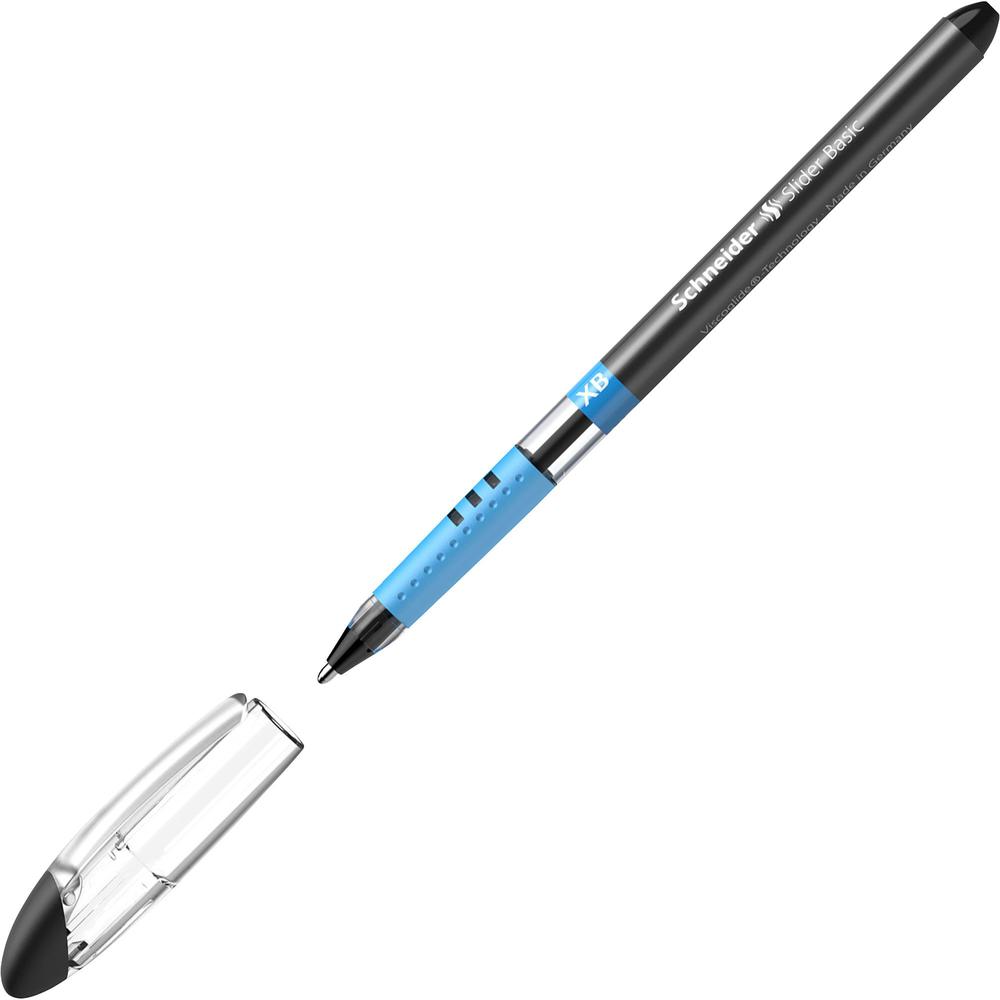 Schneider Slider Basic XB Ballpoint Pen - Extra Broad Pen Point - 1.4 mm Pen Point Size - Black - Transparent Rubberized, Black, Silver Barrel - Stainless Steel Tip - 10 / Pack. Picture 5