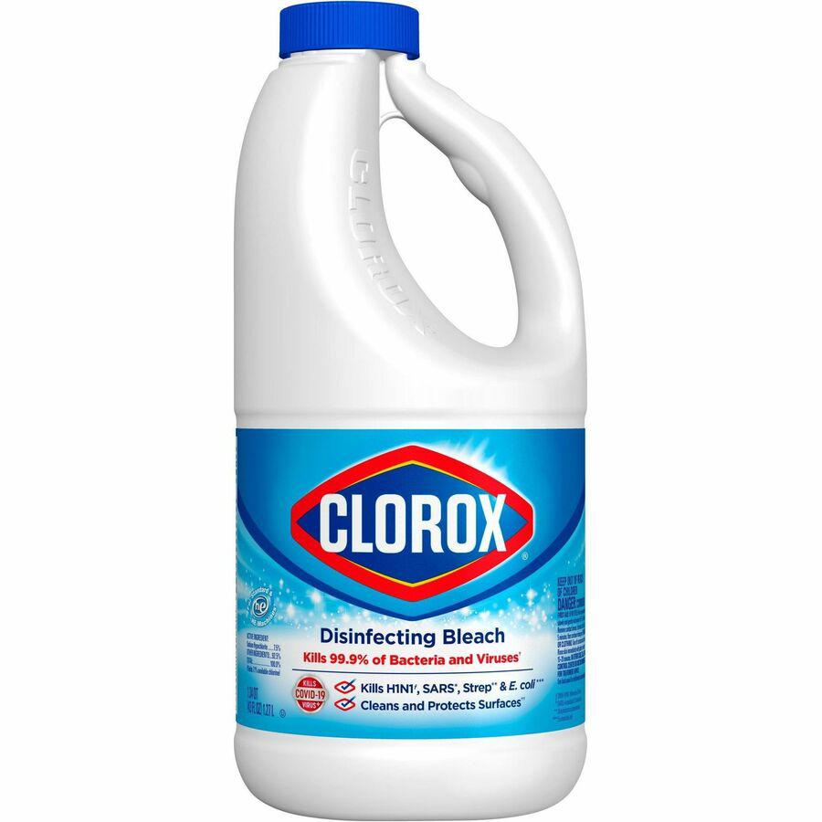 Clorox Disinfecting Bleach - Concentrate - 43 fl oz (1.3 quart) - Regular Scent - 6 / Carton - Deodorize, Disinfectant - White. Picture 21