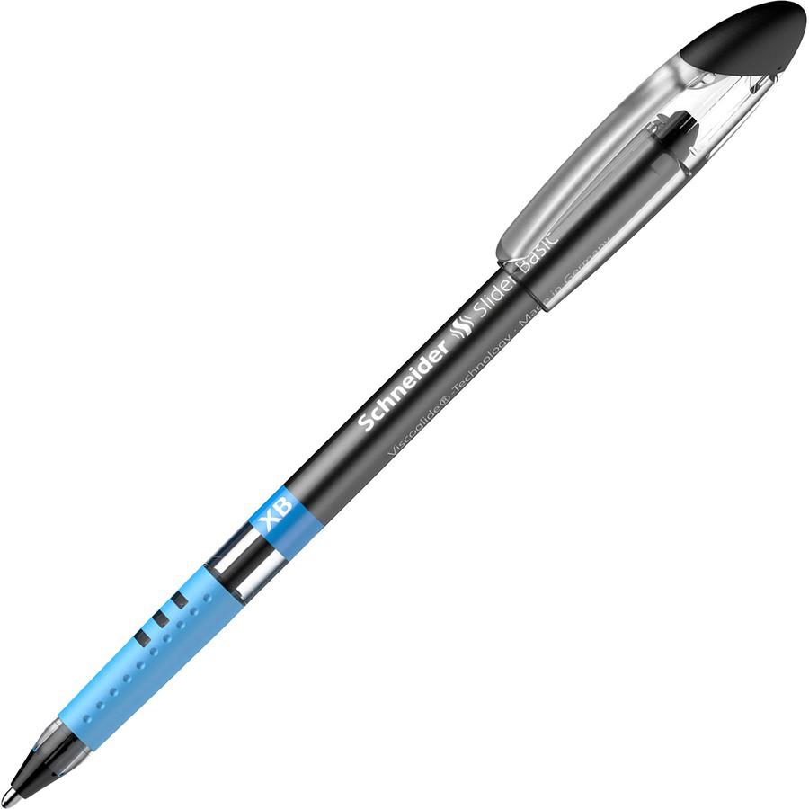 Schneider Slider Basic XB Ballpoint Pen - Extra Broad Pen Point - 1.4 mm Pen Point Size - Black - Transparent Rubberized, Black, Silver Barrel - Stainless Steel Tip - 10 / Pack. Picture 11