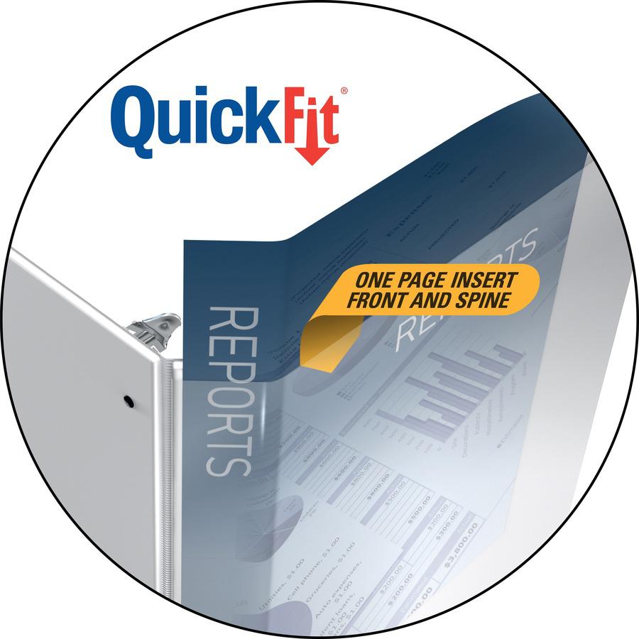 QuickFit D-Ring View Binders - 2" Binder Capacity - Letter - 8 1/2" x 11" Sheet Size - 475 Sheet Capacity - 2" Ring - D-Ring Fastener(s) - 2 Internal Pocket(s) - Vinyl - White - Recycled - Print-trans. Picture 5