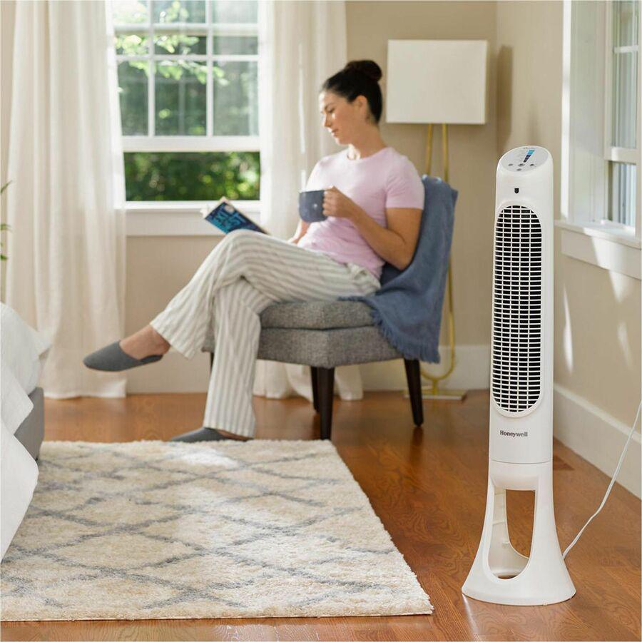 Honeywell QuietSet 5 Tower Fan - 5 Speed - Oscillating, Remote, Timer-off Function, Quiet, Sturdy, Electronic Control Panel, Touch Operation - 40" Height x 8.3" Width x 10.8" Depth - Plastic - White. Picture 11