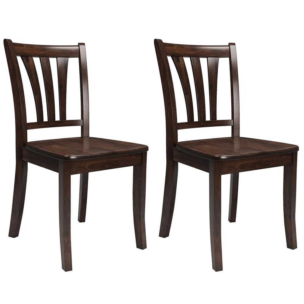Dillon Cappuccino Stained Solid Wood Dining Chairs with Curved Vertical Slat Backrest, Set of 2. Picture 1