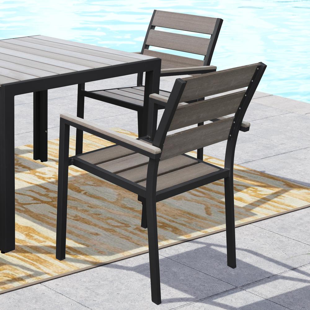 CorLiving 7pc Sun Bleached Black Outdoor Dining Set. Picture 6