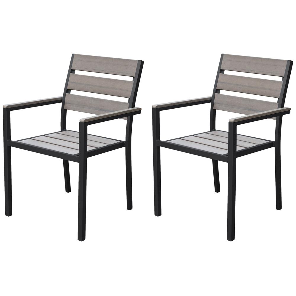 CorLiving 7pc Sun Bleached Black Outdoor Dining Set. Picture 7