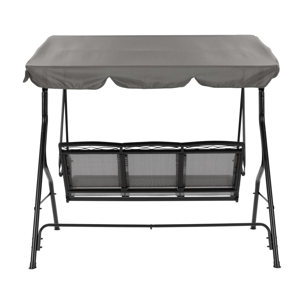 CorLiving 3-Seat Patio Swing with Canopy, Grey. Picture 5