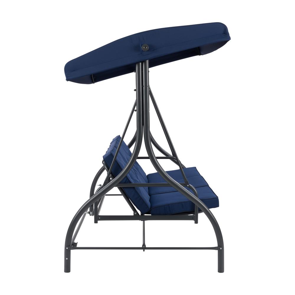 CorLiving Convertible Patio Swing with Canopy Navy Blue. Picture 4