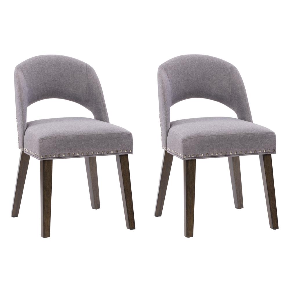 TNY-254-C Tiffany Upholstered Dining Chair with Wood Legs, Set of 2. Picture 1