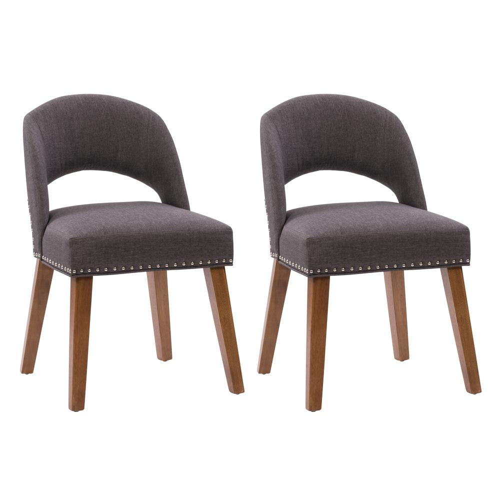 TNY-255-C Tiffany Upholstered Dining Chair with Wood Legs, Set of 2. Picture 1