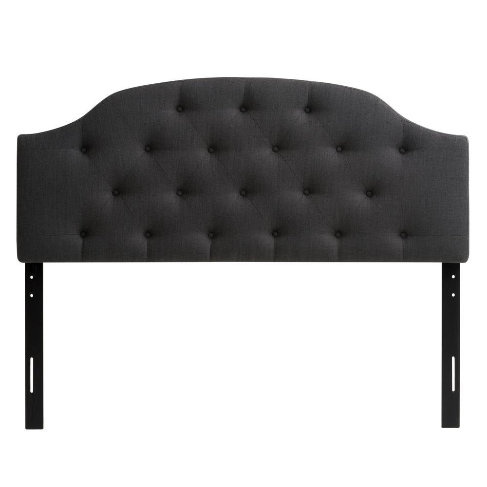 Dark Grey Diamond Button Tufted Fabric Arched Panel Headboard, Double/Full. The main picture.