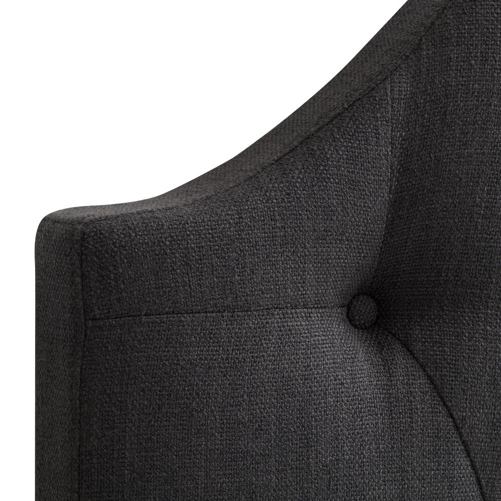 Dark Grey Diamond Button Tufted Fabric Arched Panel Headboard, Single/Twin. Picture 4