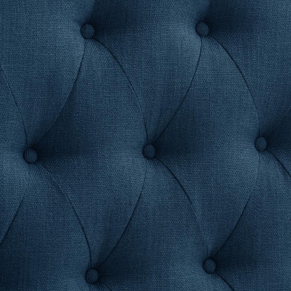Navy Blue Diamond Button Tufted Fabric Arched Panel Headboard, Double/Full. Picture 5