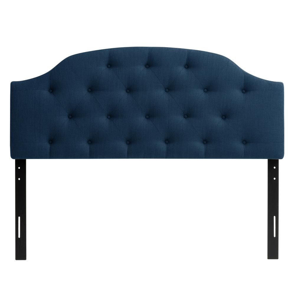 Navy Blue Diamond Button Tufted Fabric Arched Panel Headboard, Double/Full. The main picture.