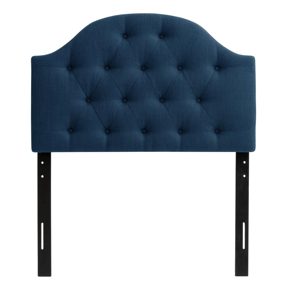 Navy Blue Diamond Button Tufted Fabric Arched Panel Headboard, Single/Twin. The main picture.