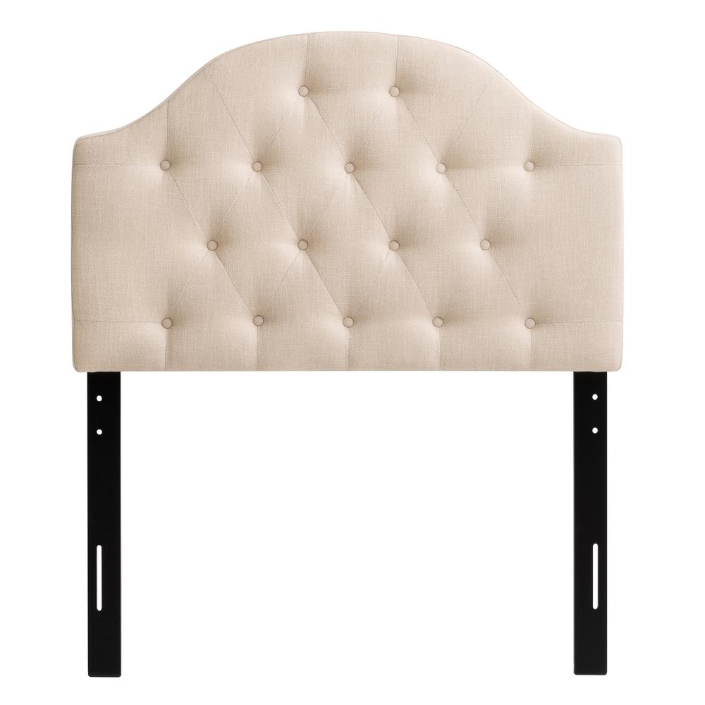 Cream Diamond Button Tufted Fabric Arched Panel Headboard, Single/Twin. The main picture.