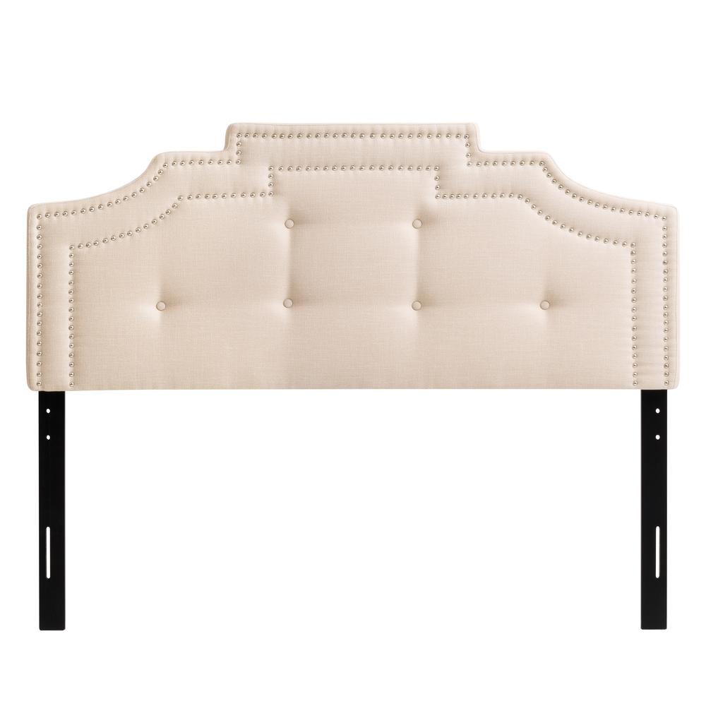 Cream Crown Silhouette Headboard with Button Tufting, Double/Full. Picture 1