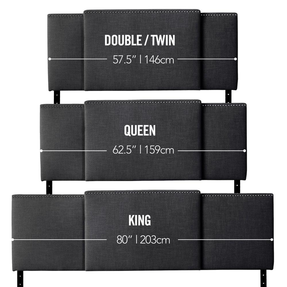 Expandable Panel Headboard, Double, Queen or King, Dark Grey Padded Fabric. Picture 7