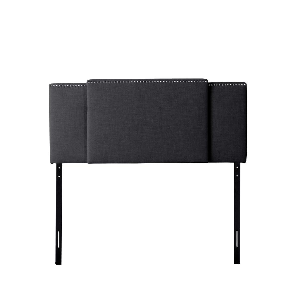 Expandable Panel Headboard, Double, Queen or King, Dark Grey Padded Fabric. Picture 1