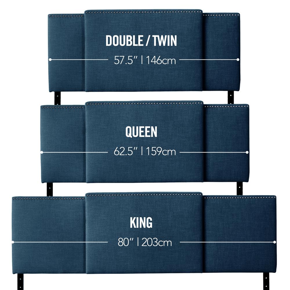 Expandable Panel Headboard, Double, Queen or King, Navy Blue Padded Fabric. Picture 7