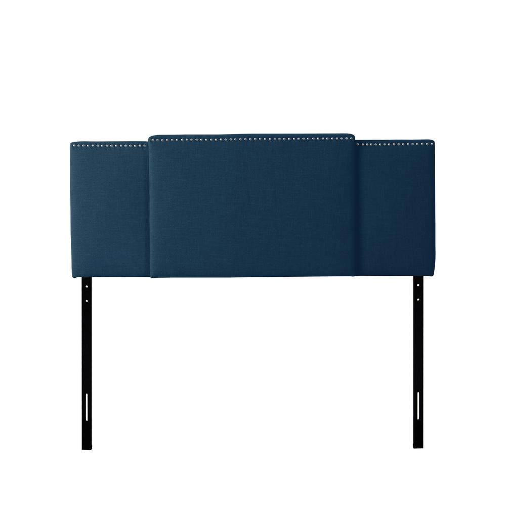 Expandable Panel Headboard, Double, Queen or King, Navy Blue Padded Fabric. Picture 2