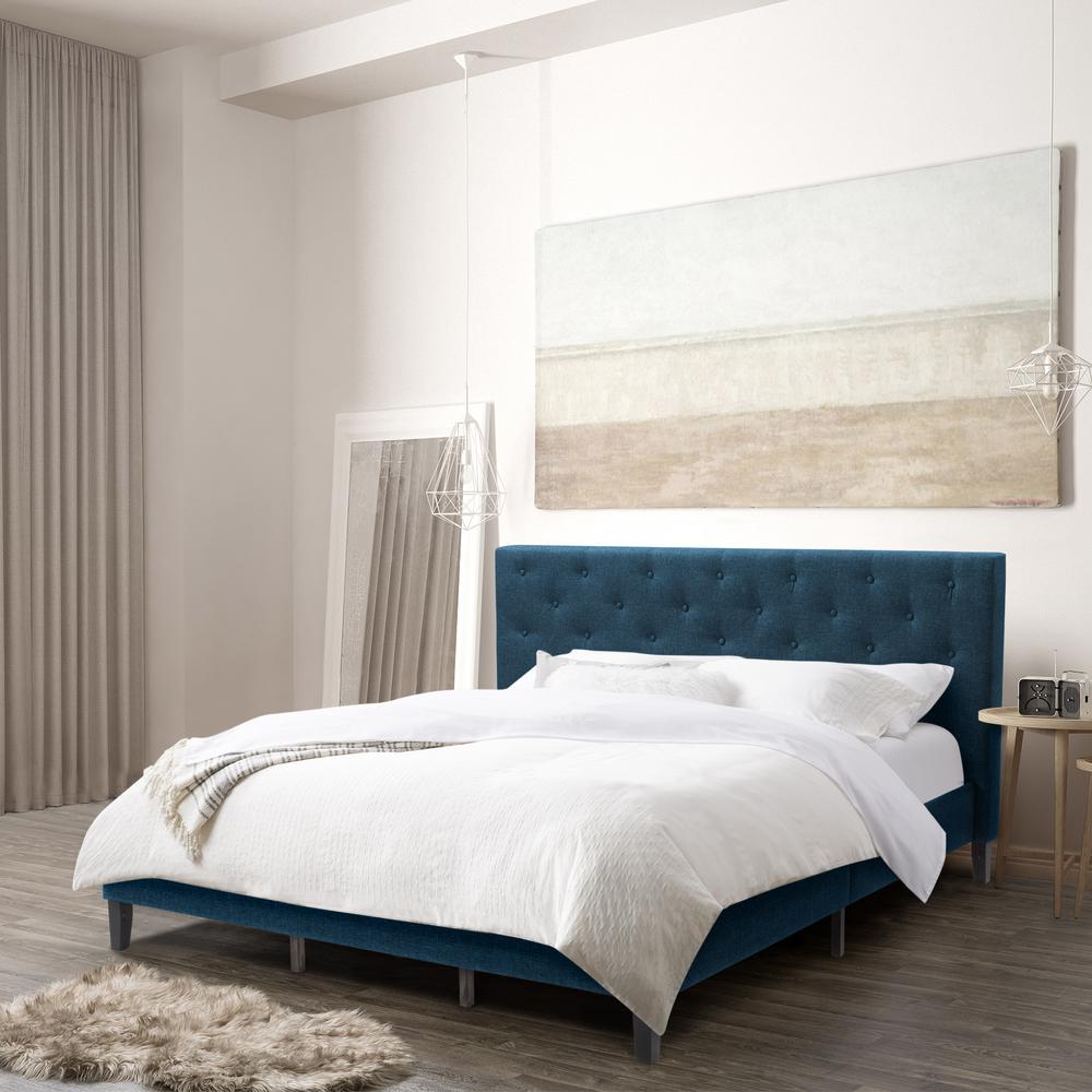 CorLiving Nova Ridge Ocean Blue Tufted Upholstered Bed, King. Picture 2