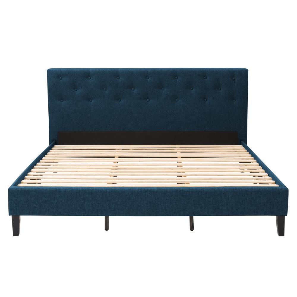 CorLiving Nova Ridge Ocean Blue Tufted Upholstered Bed, King. Picture 1