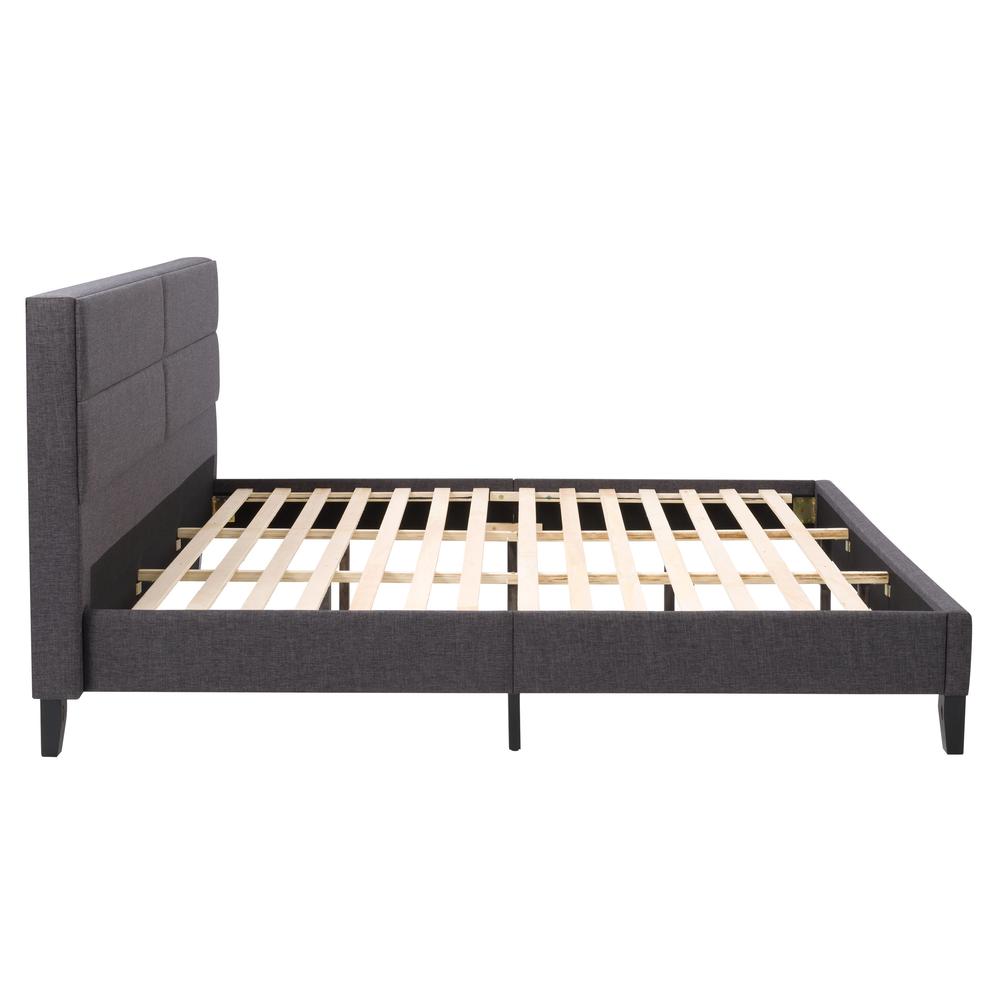 CorLiving Bellevue Dark Grey Upholstered Panel Bed, King. Picture 5