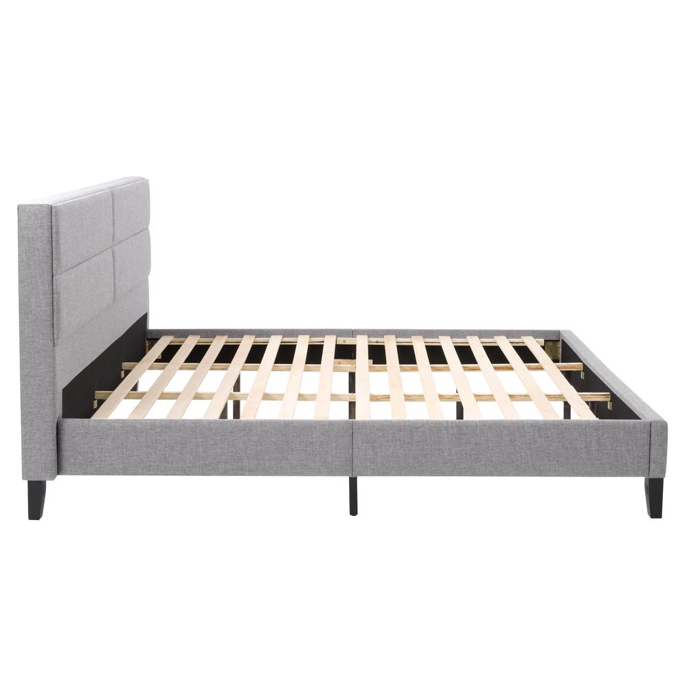 CorLiving Bellevue Light Grey Upholstered Panel Bed, King. Picture 5