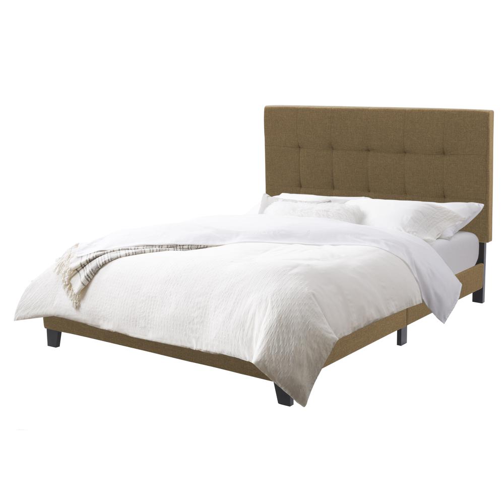 CorLiving Ellery Fabric Tufted Bed, Double Clay. Picture 1